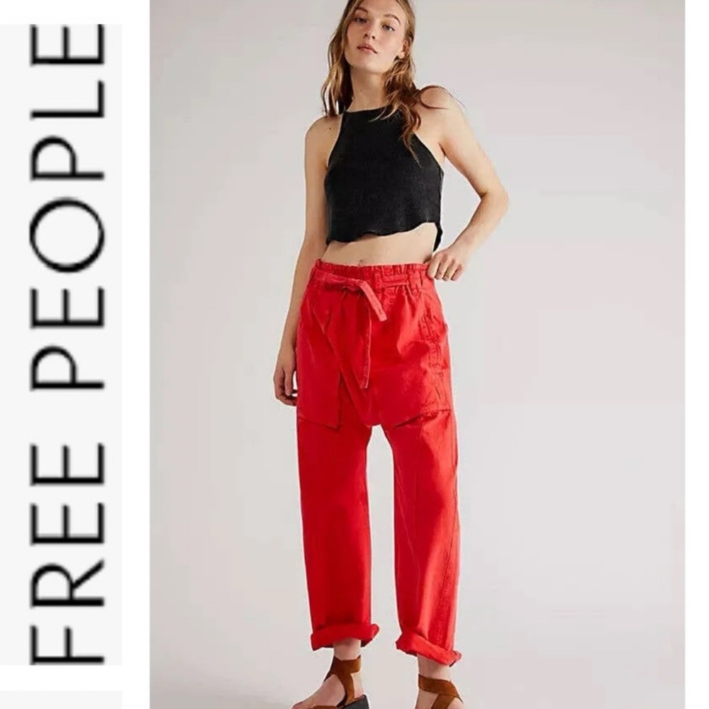 NWT Free People Sky Rider Straight Leg Pants XS red